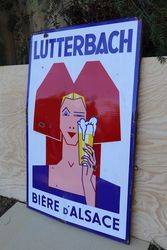 Lutterbach Biere Dand39Alsace  Enamel French Beer Advertising Sign  