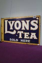 Lyons Tea Sold Here Double Sided Enamel Vintage Shop Sign 