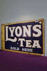 Lyons Tea Sold Here Double Sided Enamel Vintage Shop Sign 