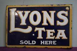 Lyons Tea Sold Here Double Sided Enamel Vintage Shop Sign 