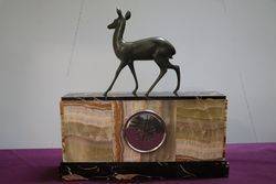 Marble Clock With Deer On top 