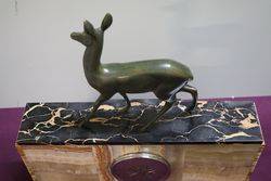 Marble Clock With Deer On top 