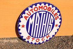Mathis Automobile Stock Double Sided Enamel Sign
