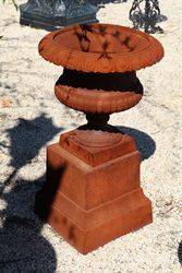 Medium Size Sonte Cast Iron Urn On Base 