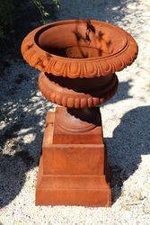 Medium Size Sonte Cast Iron Urn On Base 