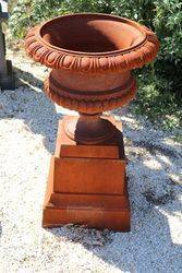 Medium Size Sonte Cast Iron Urn On Base 