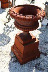 Medium Size Sonte Cast Iron Urn On Base 