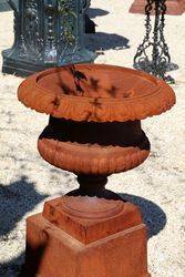 Medium Size Sonte Cast Iron Urn On Base 