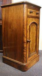 Mid Victorian Burr Walnut Single Door+ Single Drawer Cabinet 