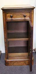 Mid Victorian Burr Walnut Single Door+ Single Drawer Cabinet 