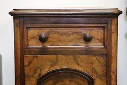Mid Victorian Burr Walnut Single Door+ Single Drawer Cabinet 