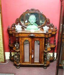 Mid Victorian Burr Walnut WotNot Cabinet