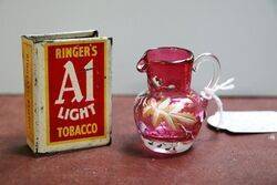 Miniature Antique Bohemian Ruby Glass Jug 
