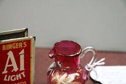 Miniature Antique Bohemian Ruby Glass Jug 