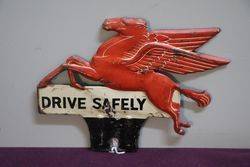 Mobil Drive Safely No Plate Sign  