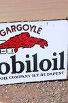 Mobiloil Gargoyle Post Mount Enamel Sign