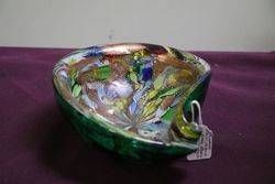 Murano Multi Colour Glass Bowl With Gold Flake 