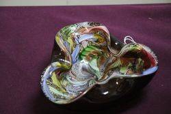 Murano Multi Colour Glass Bowl With Silver Flake 