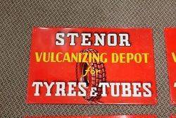 Near Mint Stenor Tyres and tubes Tin Advertising Signs