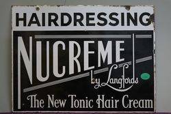 Nucreme Hairdressing By Langfords Double Sided Enamel Sign