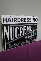 Nucreme Hairdressing By Langfords Double Sided Enamel Sign