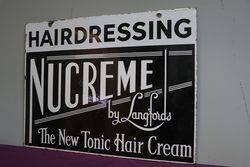 Nucreme Hairdressing By Langfords Double Sided Enamel Sign