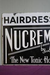 Nucreme Hairdressing By Langfords Double Sided Enamel Sign