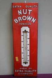 Nut Brown Tobacco Enamel Advertising Thermometer Sign 