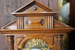 Oak 8 Day Mantle Brass Faced Clock 