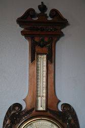 Oak Aneroid Barometer with Thermometer 