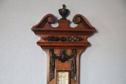 Oak Aneroid Barometer with Thermometer 