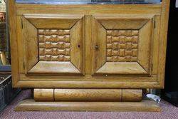 Oak Art Deco Bookcase Slider Glass Door 2 Door Cupboard Base C1935