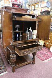 Oak Leather Drinks Cabinet 