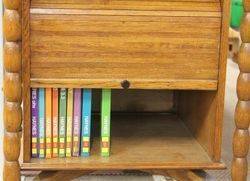 Oak Revolving Display Cabinet with Rolling Front and Back Doors