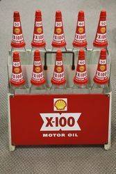 Original Shell X 100 10 Bottle Oil Rack + Pint + Quart Bottles