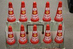 Original Shell X 100 10 Bottle Oil Rack + Pint + Quart Bottles