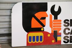 Original Vintage Shell Sentinel Car Service Enamel Sign 