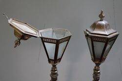 Pair Of 1930s Silver Plated Stair Lamps   