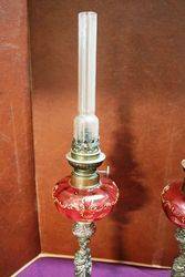 Pair Of 19th Century Candle Sticks Oil Lamps C1890 