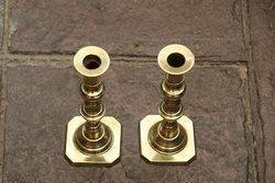 Pair Of Antique Brass Candlesticks 