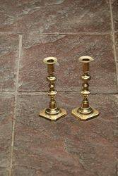 Pair Of Antique Brass Candlesticks 