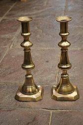 Pair Of Antique Large Brass Candle sticks  