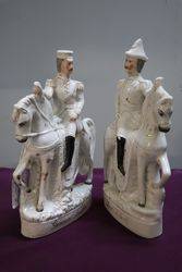 Pair Of Antique Staffordshire Figurines Lord Roberts and General Buller