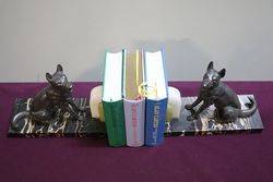 Pair Of Art Deco Spelter + Marble German Shepherd Bookends 