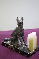 Pair Of Art Deco Spelter + Marble German Shepherd Bookends 