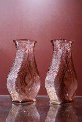 Pair Of Art Glass Vases  