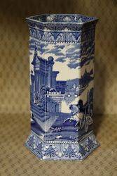 Pair Of Blue + White Cauldon Vases C1900 