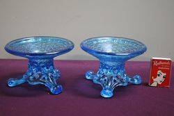 Pair Of Blue Glass Bowls 