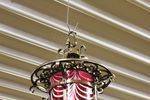 Pair Of Bronze And Ruby Overlay Glass Hanging Lamps