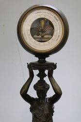 Pair Of Bronze Figure Clock and Barometer on Marble 